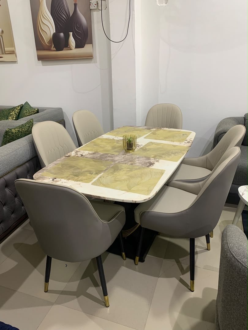 Italian marble top 6 seater dining table
